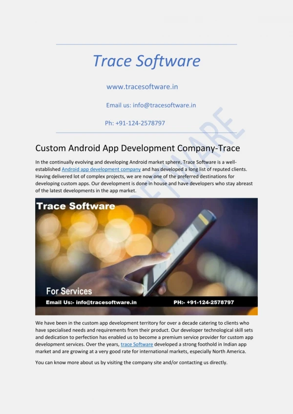 Custom Android App Development Company-Trace