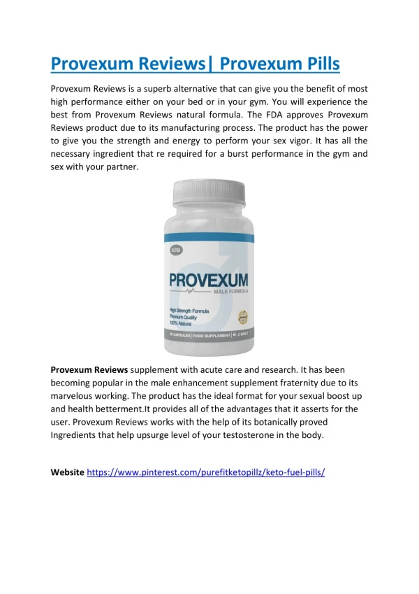 Provexum Reviews||Provexum Pills