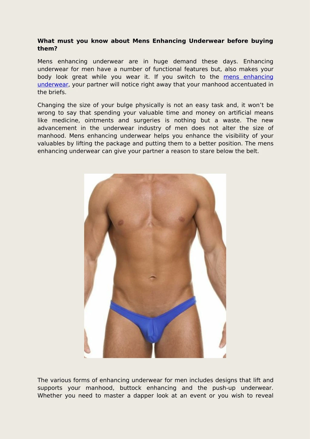 what must you know about mens enhancing underwear