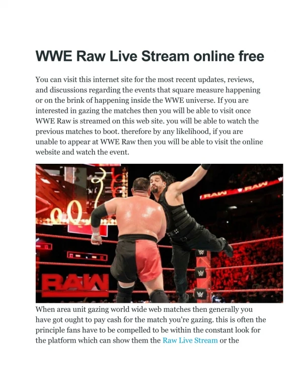 WWE Raw Live Stream online free