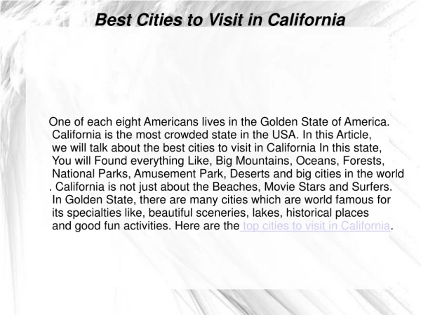 cities to visit in California