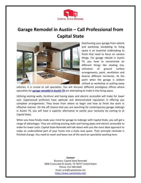 Garage Remodel in Austin – Call Professional from Capital State