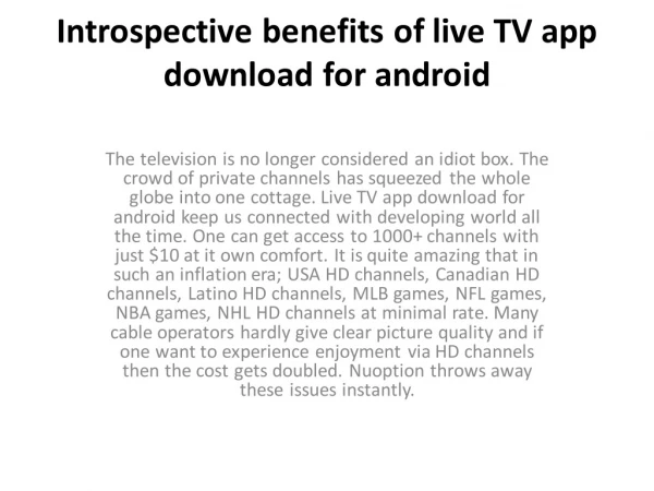 Introspective benefits of live TV app download for android