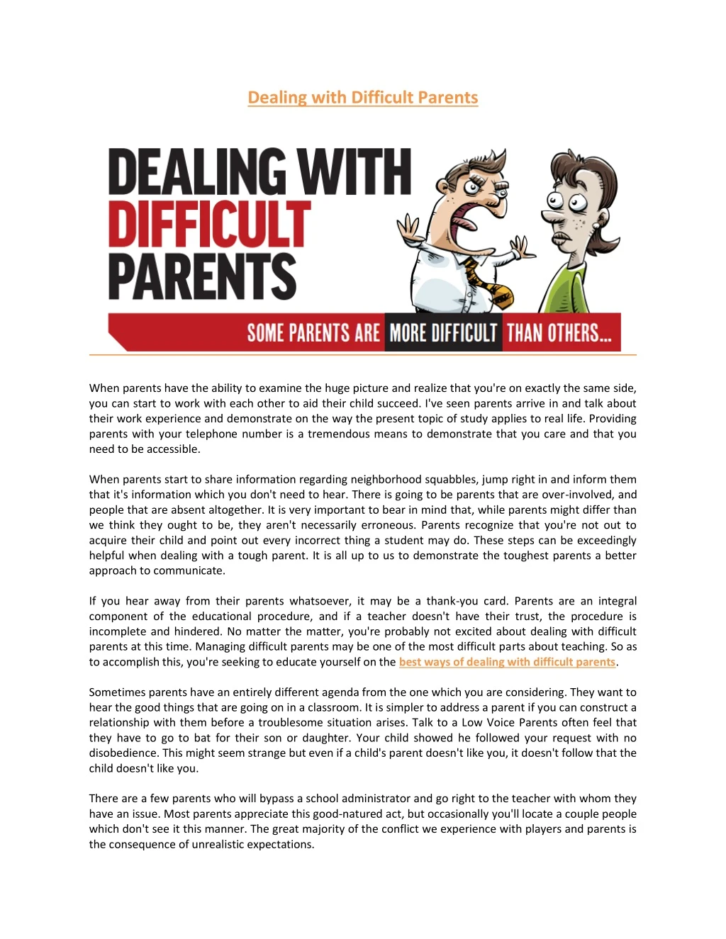 dealing with difficult parents