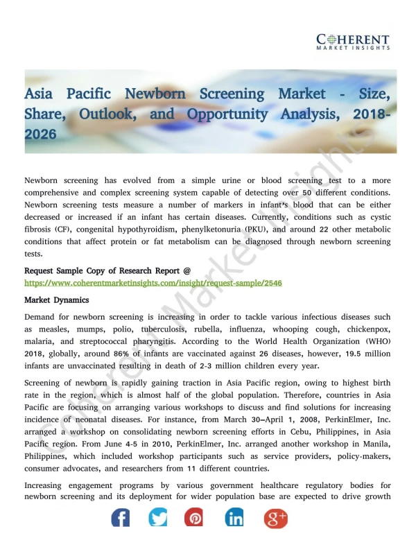 Asia Pacific Newborn Screening Market - Size, Share, and Opportunity Analysis, 2018-2026