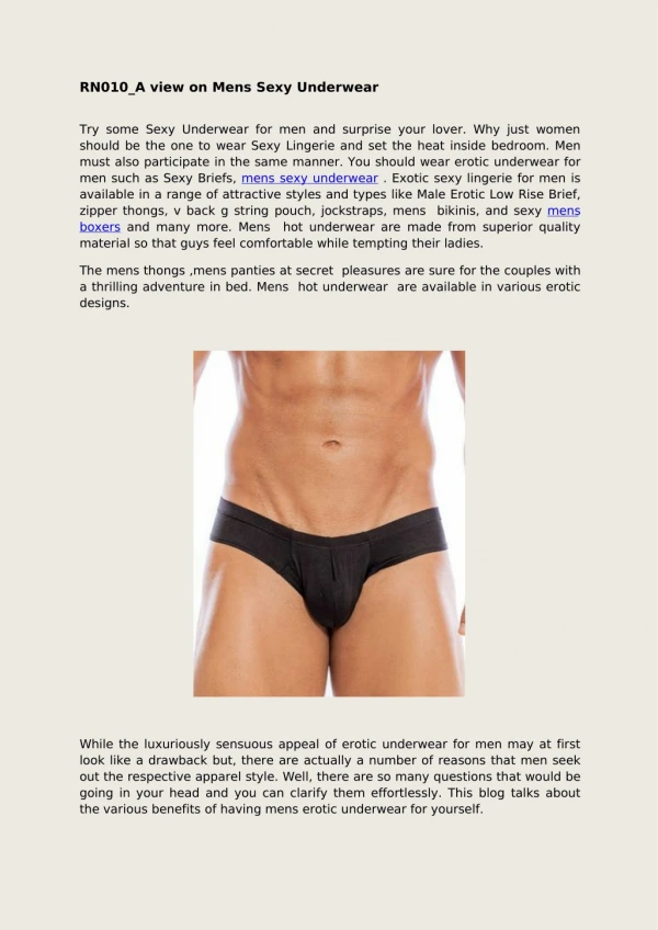 A view on mens sexy underwear