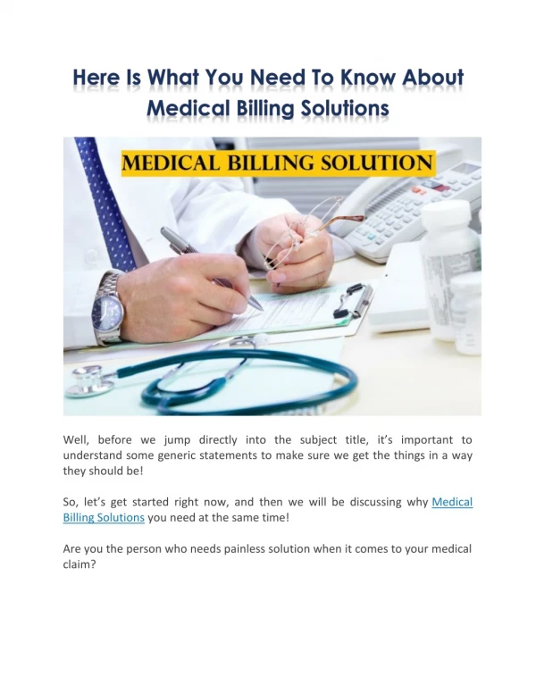 Here Is What You Need To Know About Medical Billing Solutions
