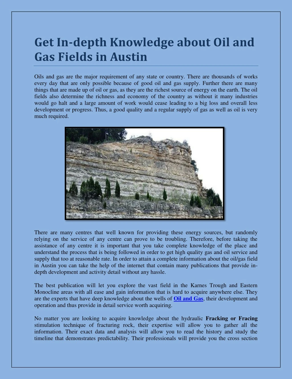 get in depth knowledge about oil and gas fields
