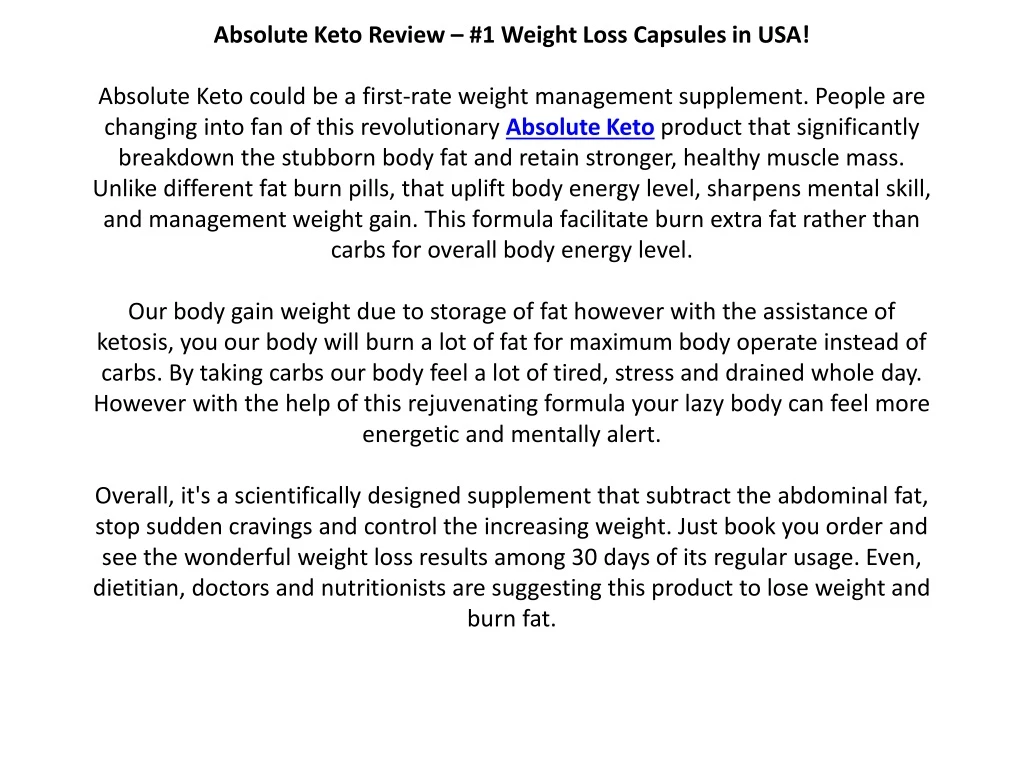 absolute keto review 1 weight loss capsules in usa