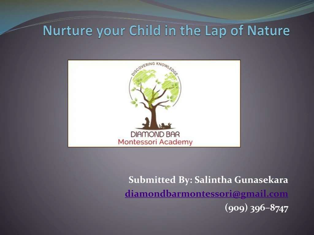 nurture your child in the lap of nature