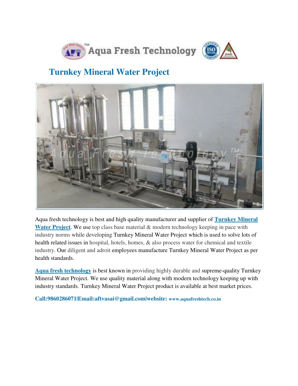 turnkey mineral water project
