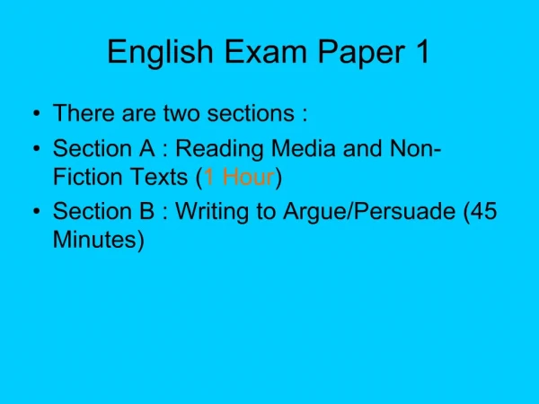 English Exam Paper 1