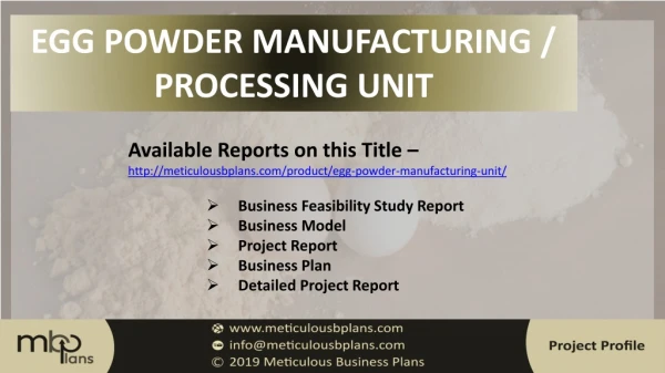 egg powder manufacturing processing unit