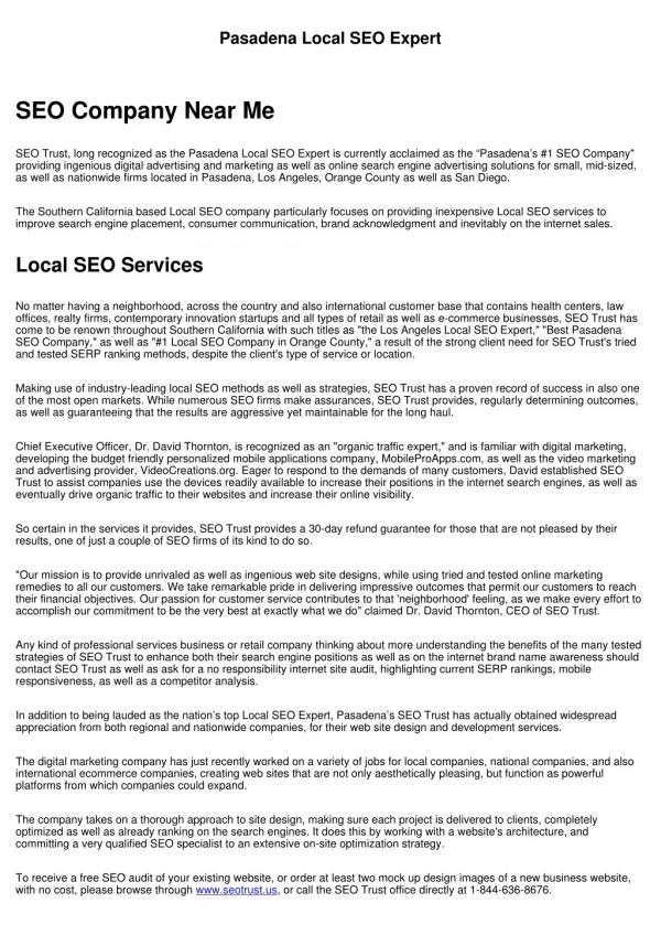 pasadena local seo expert