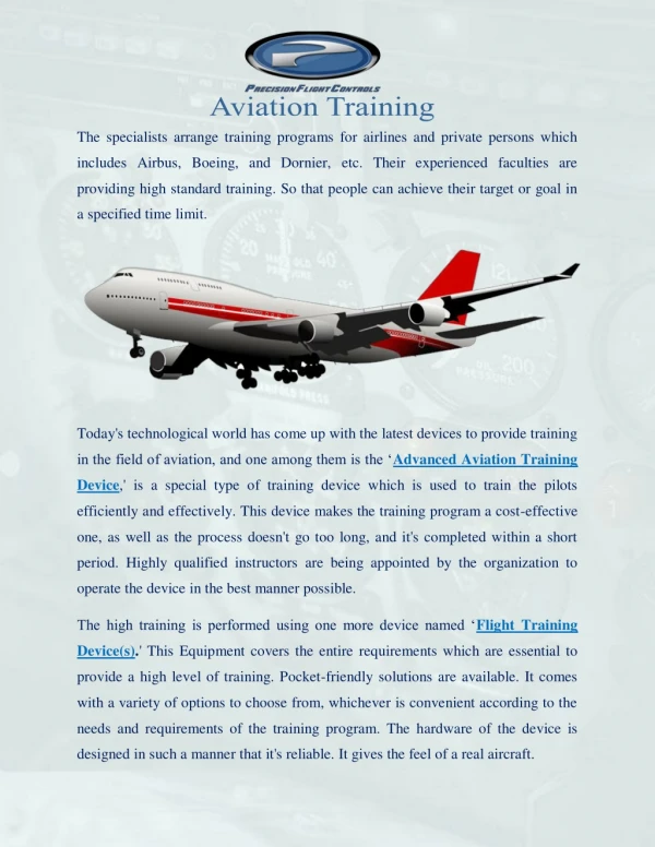 Advanced Aviation Training Device