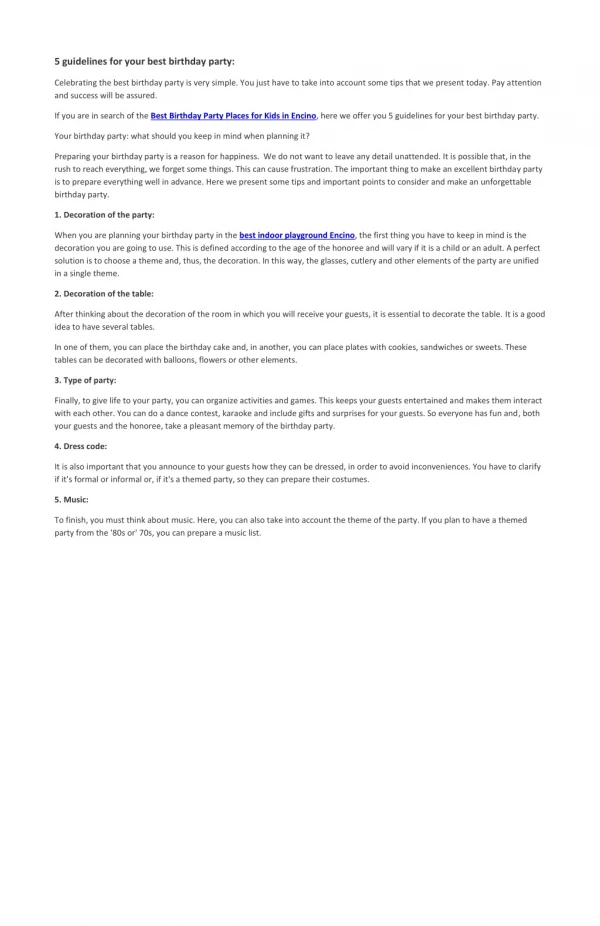 5 guidelines for your best birthday party
