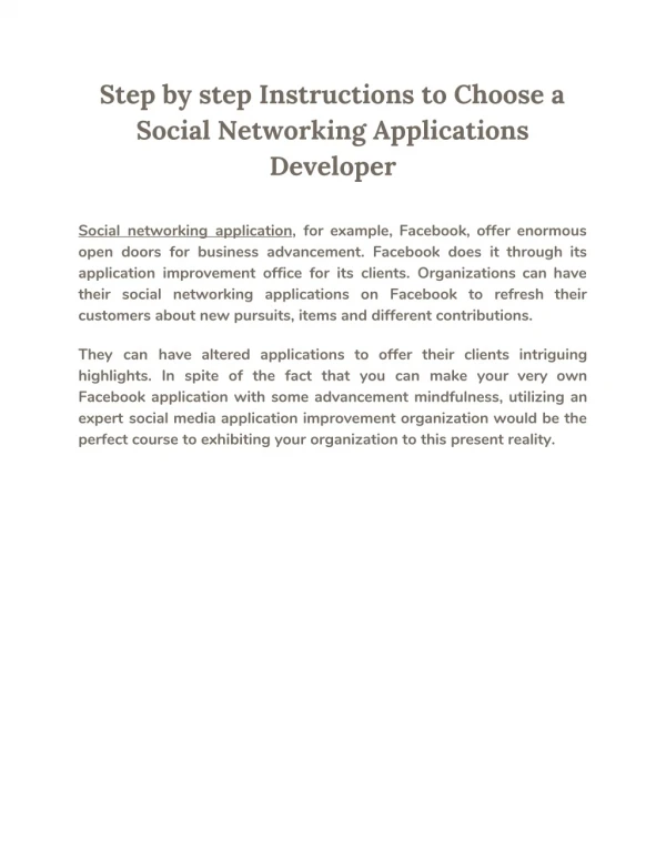 Step by step instructions to Choose a Social Networking Applications Developer