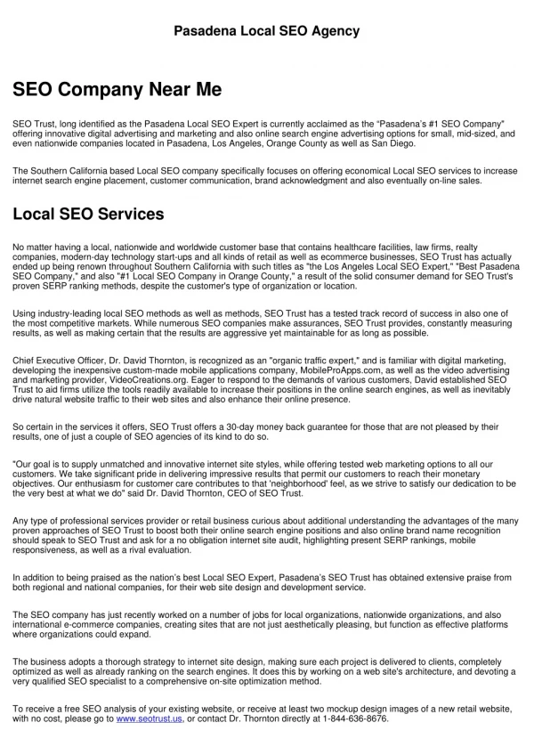 pasadena local seo agency