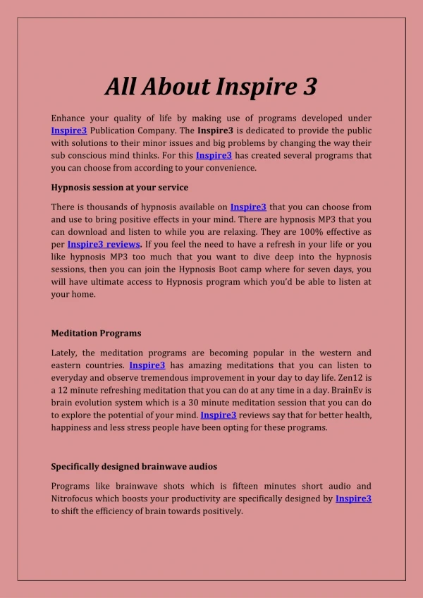 All About Inspire 3