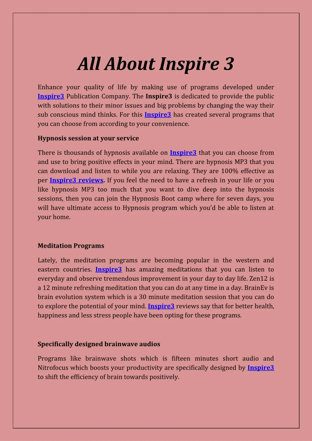 all about inspire 3