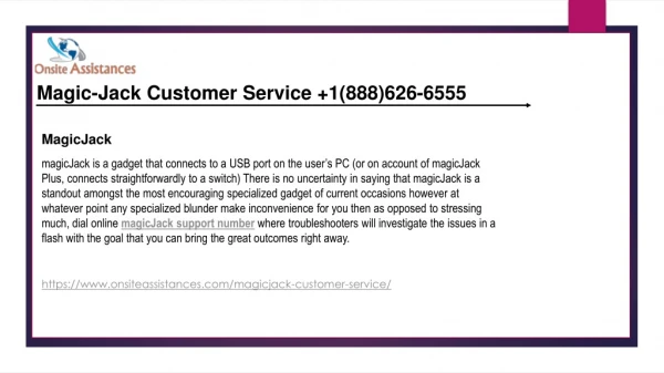 Magicjack Customer Service 1(888)626-6555 Magicjack support number