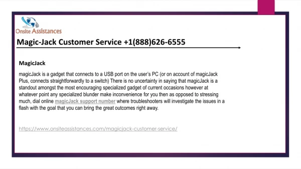 Magicjack Customer Service 1888-626-6555 Magicjack support number