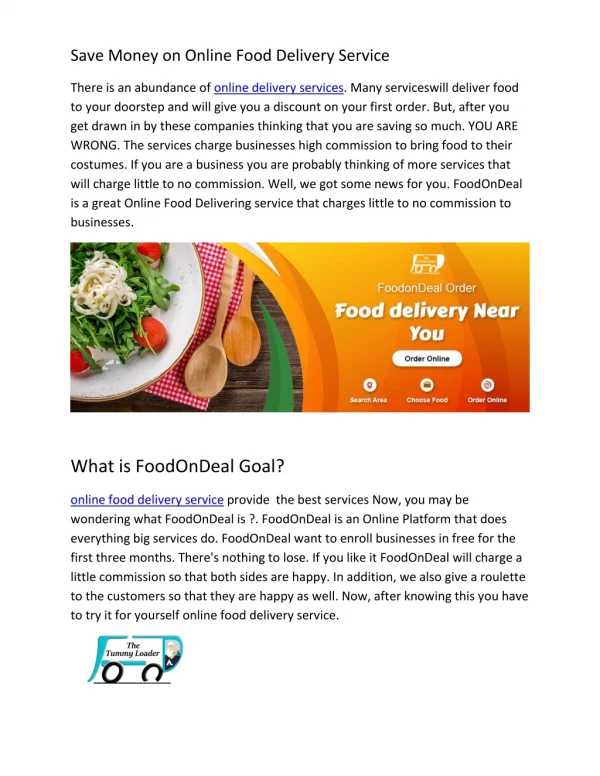 Save Money on Online Food Delivery Service