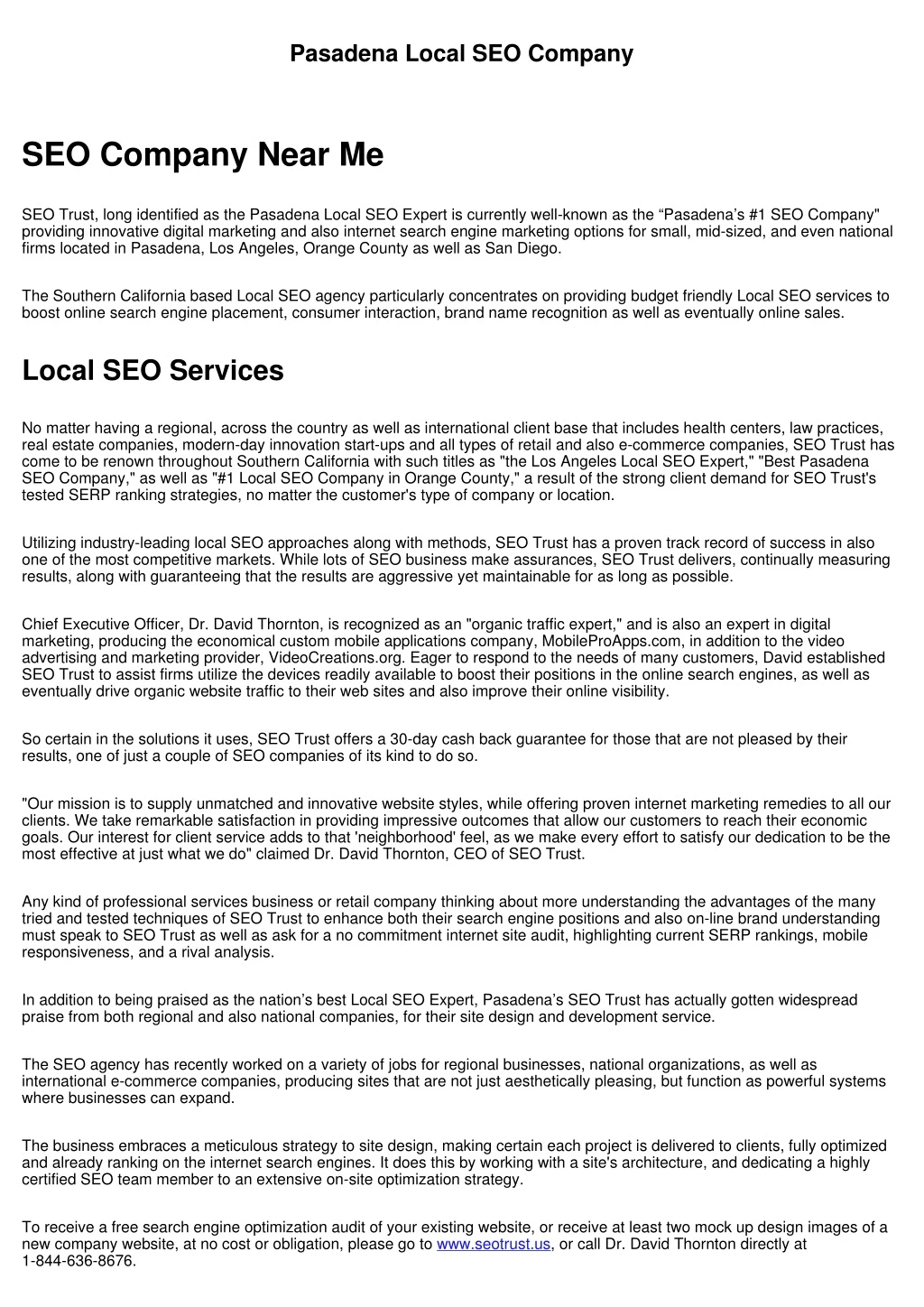 pasadena local seo company