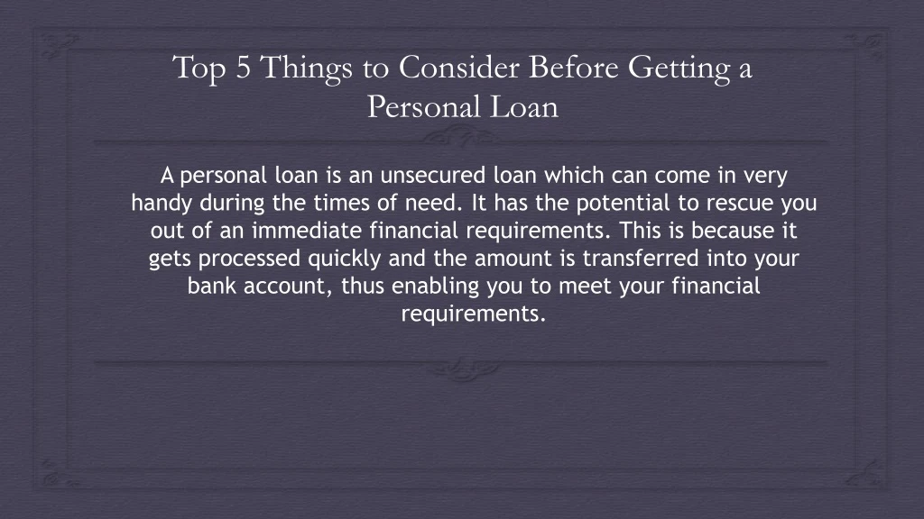 top 5 things to consider before getting a personal loan