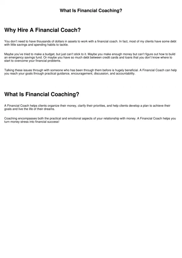 What Is Financial Coaching?