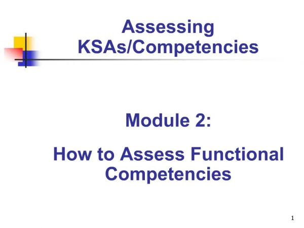 Assessing KSAs