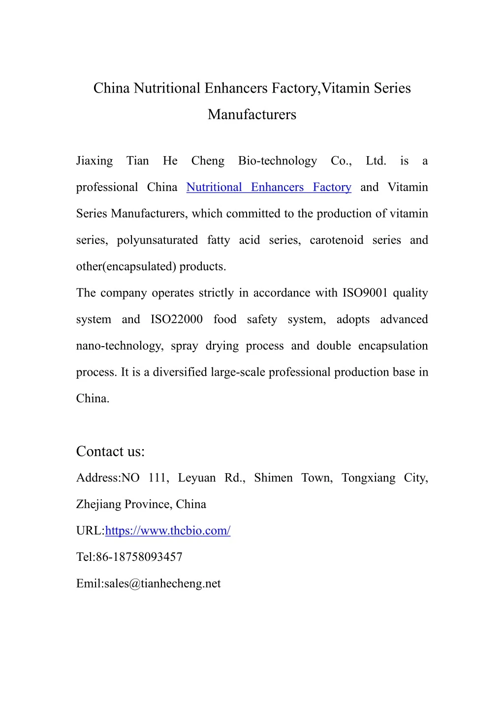 china nutritional enhancers factory vitamin series