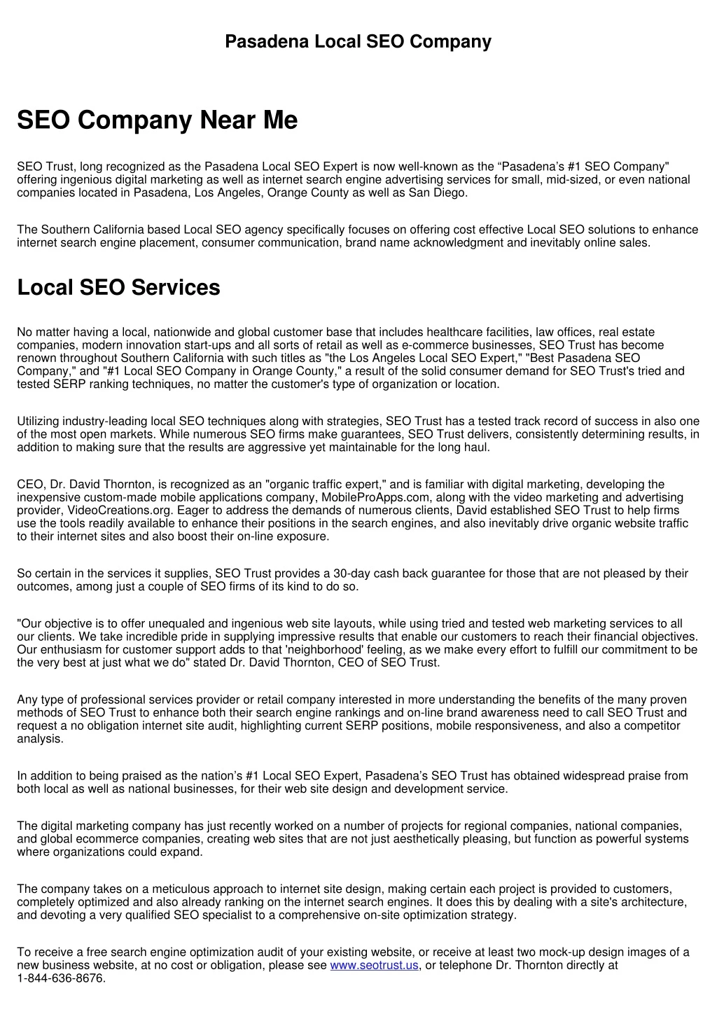 pasadena local seo company