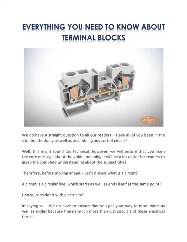 Everything You Need To Know About Terminal Blocks