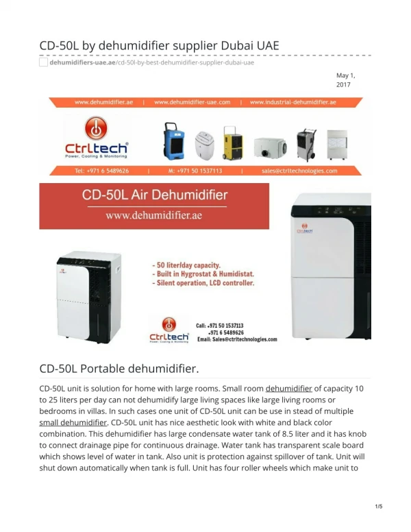 CD-50L by dehumidifier supplier Dubai UAE. #homedehumidifier