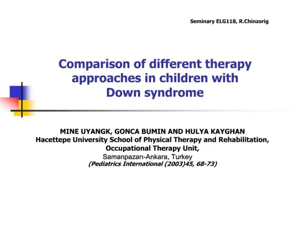 Comparison of different therapy approaches in children with Down syndrome