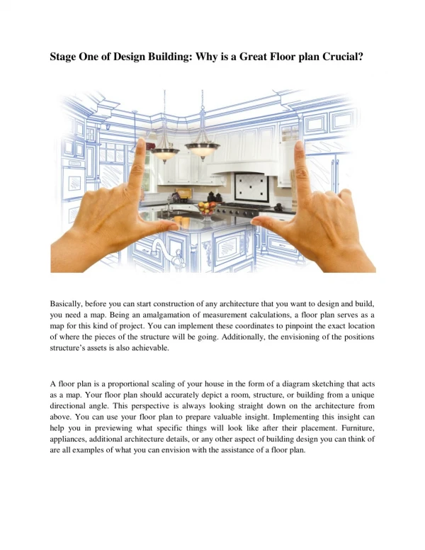 Stage One of Design Building-Why is a Great Floor plan Crucial