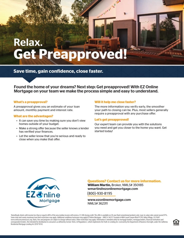 Relax. Get preapproved!