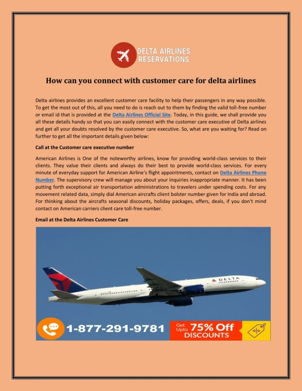 How can you connect with customer care for delta airlines