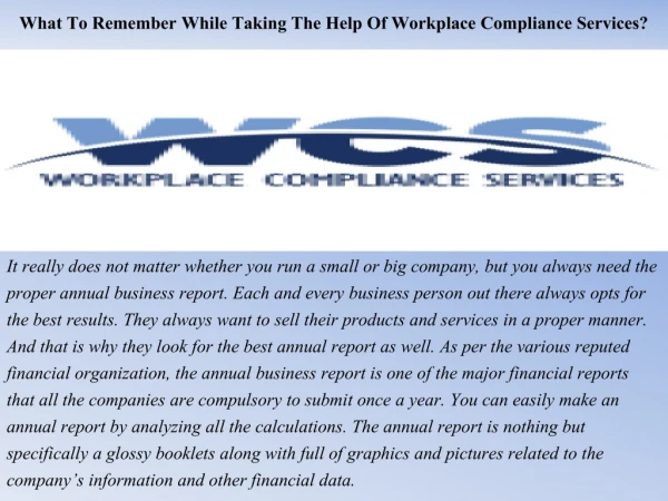 What To Remember While Taking The Help Of Workplace Compliance Services?