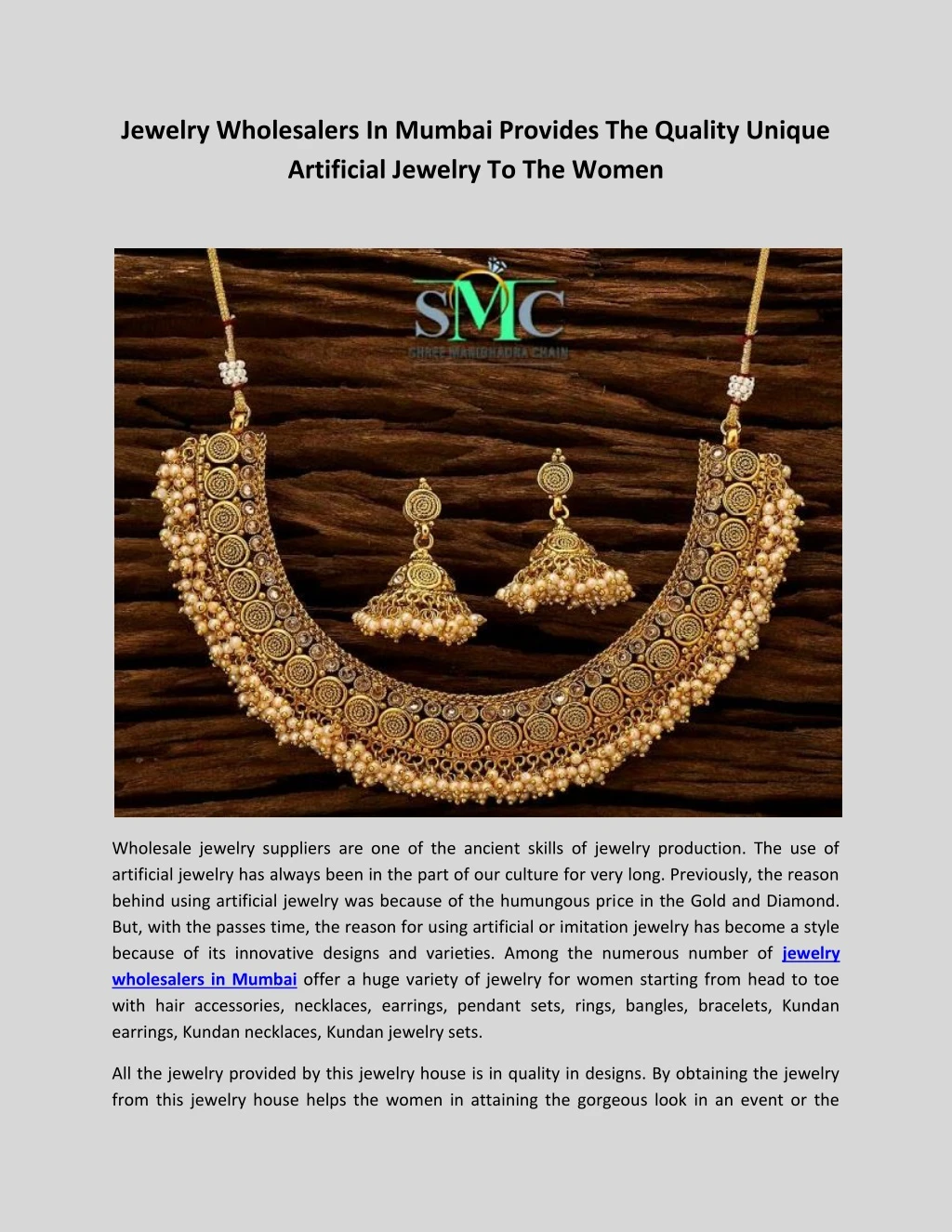 jewelry wholesalers in mumbai provides