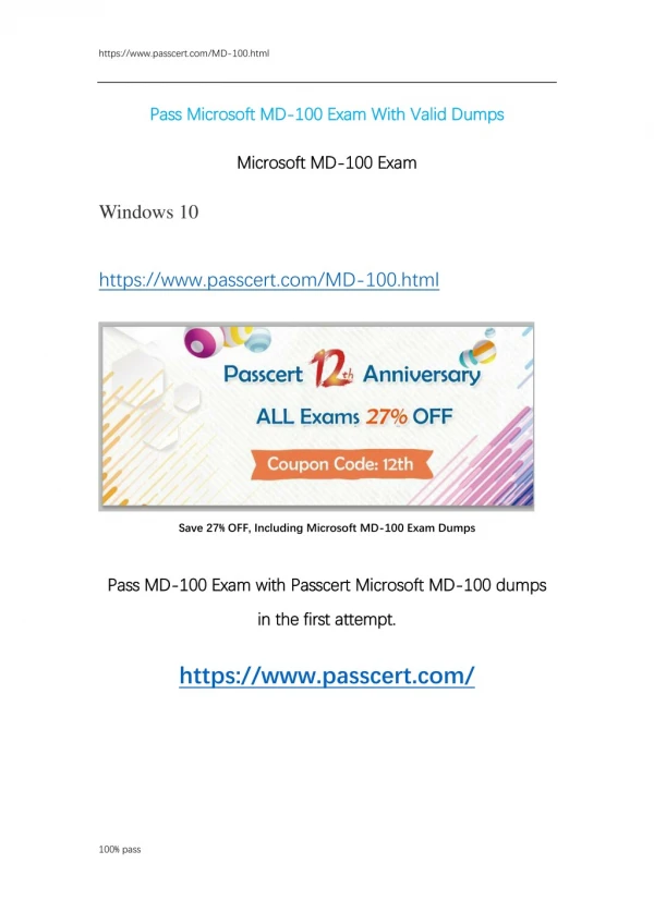 Microsoft MD-100 Exam Dumps