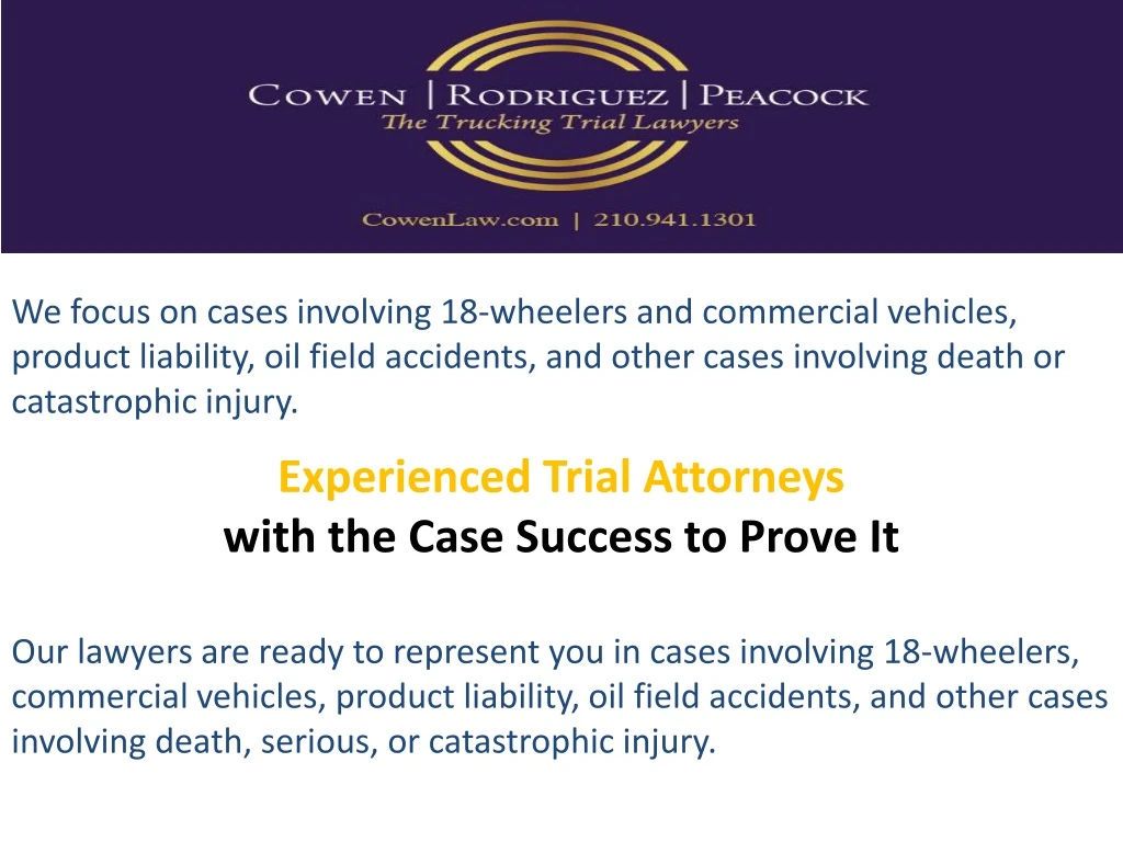 we focus on cases involving 18 wheelers