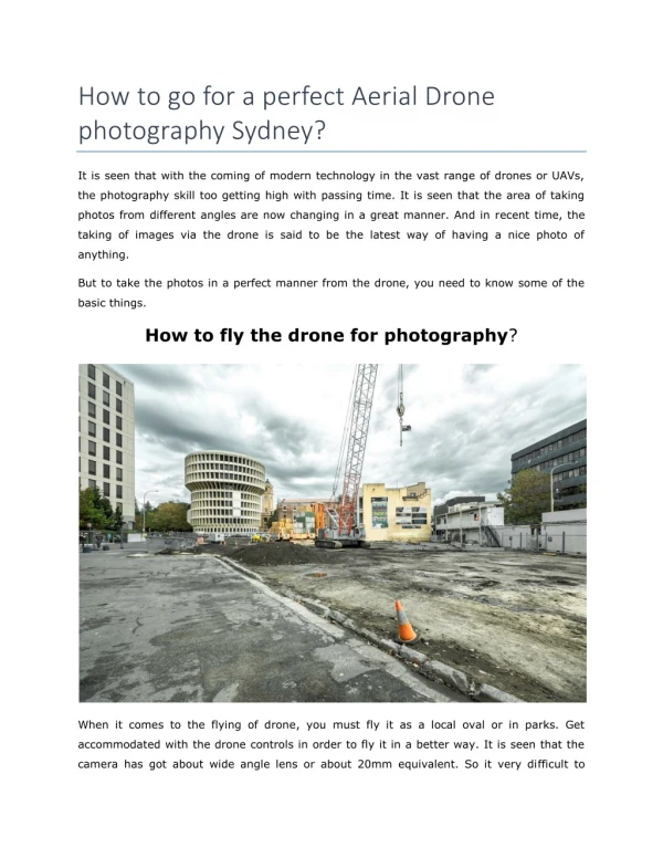 How to go for a perfect Aerial Drone photography Sydney?