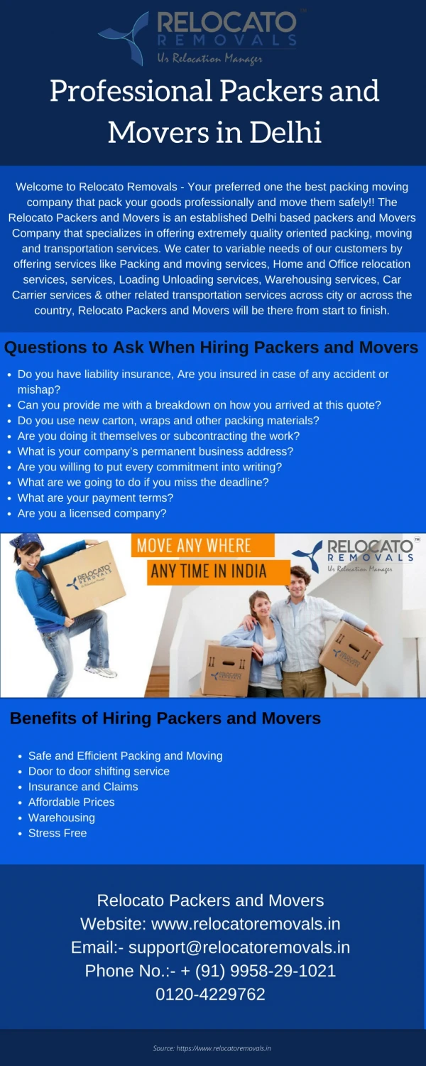 Professional Packers and Movers in Delhi