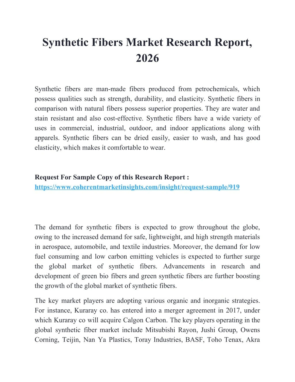 synthetic fibers market research report 2026