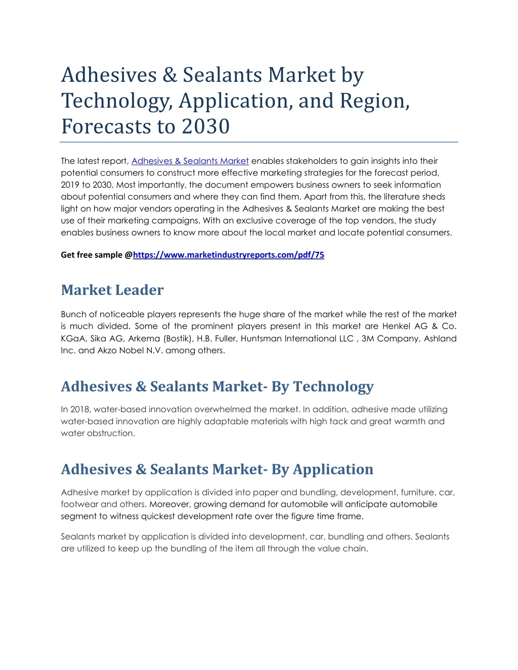 adhesives sealants market by technology
