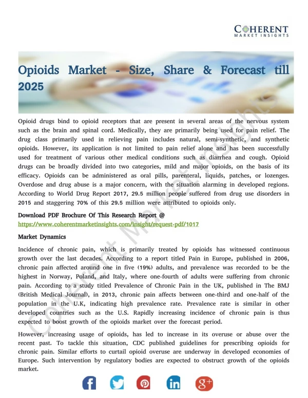 Opioids Market - Size, Trends & Forecast till 2025