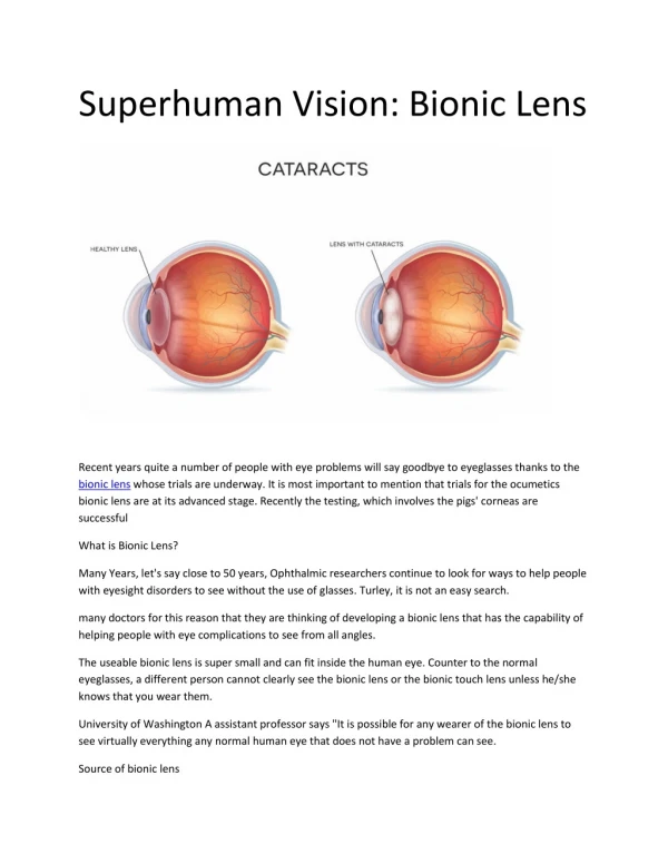 Superhuman Vision: Bionic Lens