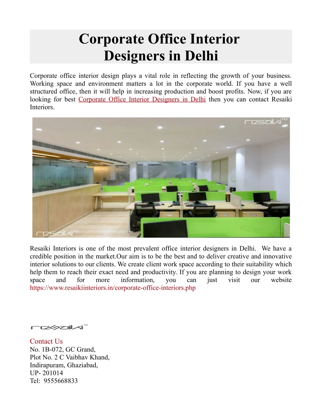 corporate office interior designers in delhi